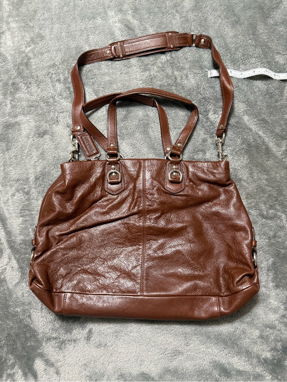 Coach Chocolate Brown Leather Tote with Adjustable Strap - Picture 10 of 10